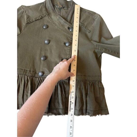 Free People Ruffle Hem Military Jacket Olive Green size S - Picture 8 of 15